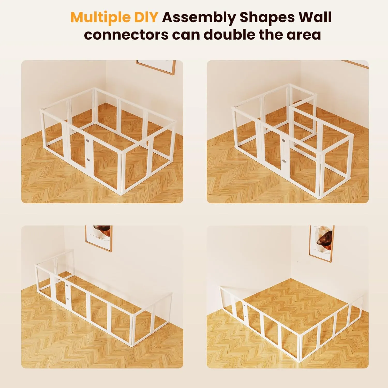 10PCS Dog Playpen Transparent Acrylic Dog Playpen Indoor, Easy Assemble & Disassemble Clear Acrylic Playpen for Dogs, Acrylic Dog Pen with Gate, 30" Height
