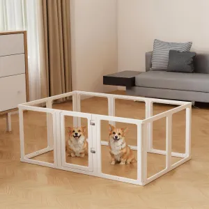 10PCS Dog Playpen Transparent Acrylic Dog Playpen Indoor, Easy Assemble & Disassemble Clear Acrylic Playpen for Dogs, Acrylic Dog Pen with Gate, 30" Height