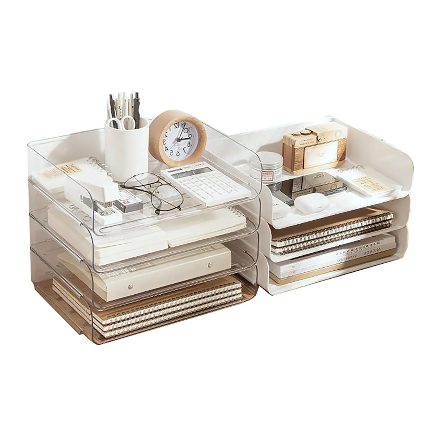 2Pack Desktop Organizer Stationery Sundry Paper Voucher Storage Office Desk File Rack(White)