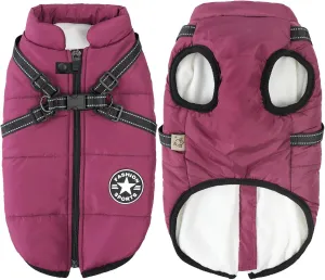 Aiboria Winter Dog Coat - Windproof, Waterproof, Fleece Jacket with Chest Strap - Purple S
