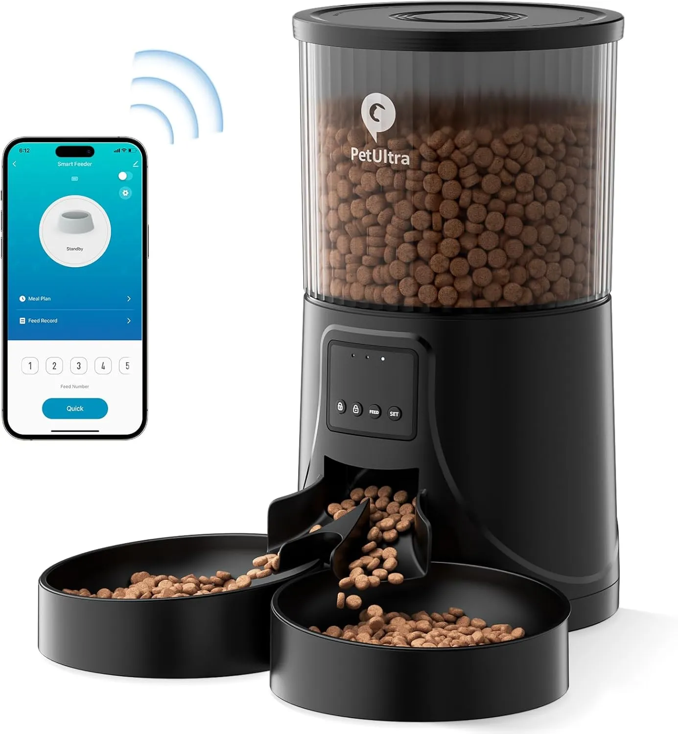 Automatic Cat Feeder for 2 Cats: 2.4Ghz WiFi Smart APP Remote Control- Timer Food Dispenser 1-10 Meals Per Day- Auto Pet Feeder for Cats and Small Dog Indoor- Detachable Clean& Dual Power