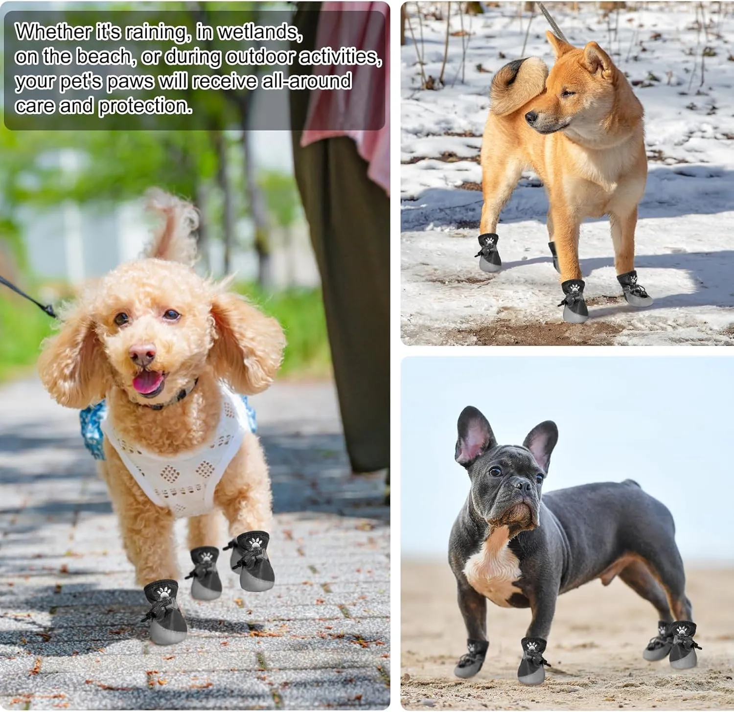 BEAUTYZOO Waterproof Dog Shoes for Small Medium Dogs, Dog Boots & Paw Protectors for Hot/Cold Pavement, Fleece Warm Snow Booties with Reflective Strip Anti-Slip Rubber Sole, Puppy Shoes Black Size 5