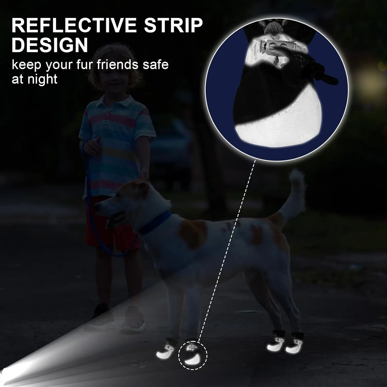 BEAUTYZOO Waterproof Dog Shoes for Small Medium Dogs, Dog Boots & Paw Protectors for Hot/Cold Pavement, Fleece Warm Snow Booties with Reflective Strip Anti-Slip Rubber Sole, Puppy Shoes Black Size 5