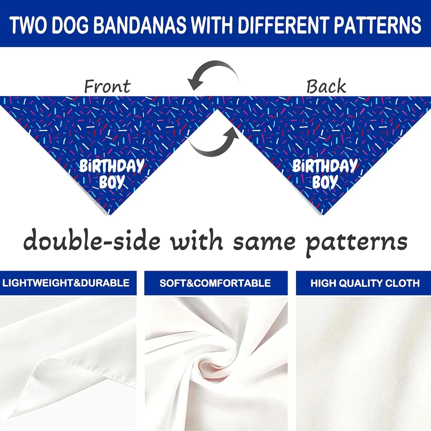 Birthday Boy Dog Bandanas 1 Pack, Blue Birthday Dog Scarfs for Boys, Pet Scarves for Boy HBD Bandanas for Small Medium Large Dogs (Birthday Boy, One Size)