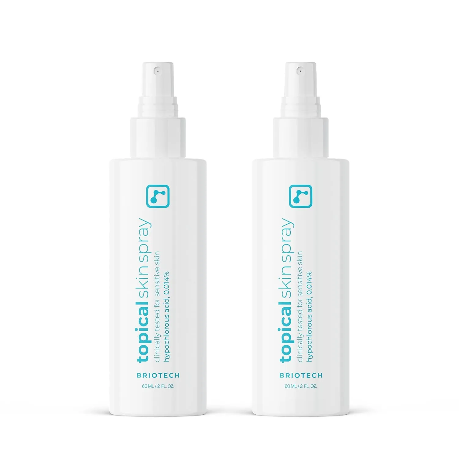 BRIOTECH Topical Skin Spray, Hypochlorous Acid Spray for Sensitive Skin, HOCl Facial Mist, Full Body Support Against Irritation, Calm Redness, Soothe Foot & Scalp, Travel Size 2 oz (2 Pack)