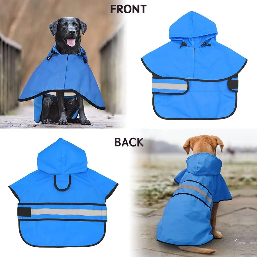 Candofly Dog Raincoat Hooded Poncho - Adjustable Waterproof Dog Rain Jacket Lightweight Reflective Dog Rain Coat Pet Slicker for Small Medium Large Dogs (Medium, Sky Blue)