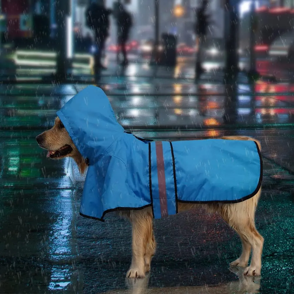 Candofly Dog Raincoat Hooded Poncho - Adjustable Waterproof Dog Rain Jacket Lightweight Reflective Dog Rain Coat Pet Slicker for Small Medium Large Dogs (Medium, Sky Blue)