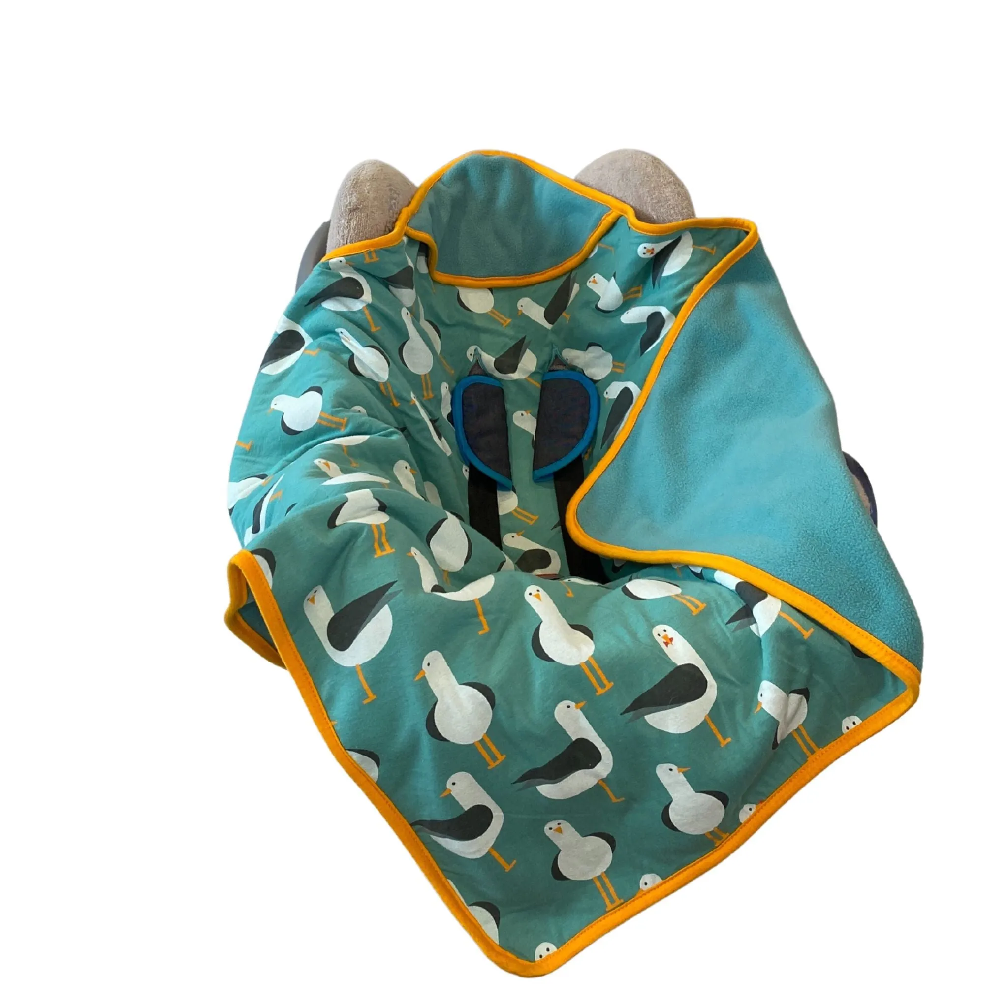 Car Seat Baby Wrap - TEAL SEAGULLS
