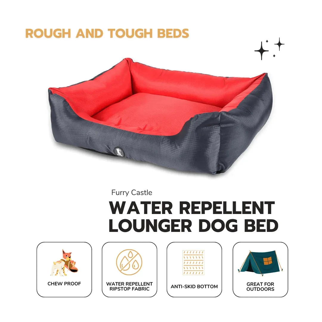 Chew Proof and Water repellent Lounger Dog Bed - Red