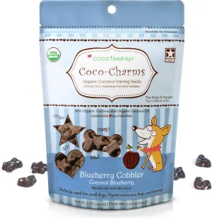 Cocotherapy Coco-Charms Blueberry Cobbler - Organic Dog Treats, All Natural, Vegan Training Treat for Dogs with Organic Coconut Oil