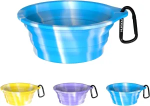 Collapsible Dog Bowls 3-Pack, Portable Travel Dog Bowl with Carabiner, Food-Grade Silicone Pet Bowl for Hiking, Walkin