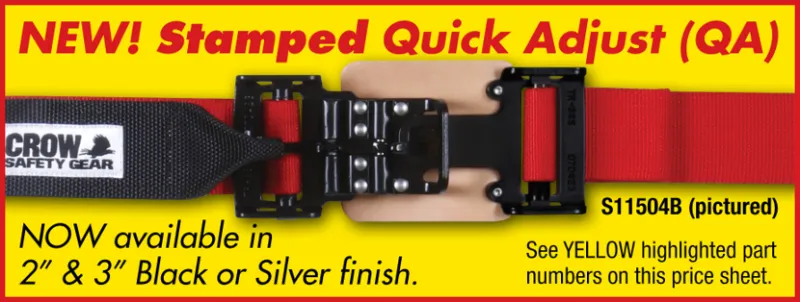 Crow QA 5-Way Duck Bill 3" Latch & Link Harness - 40'' Lap Belt - Black