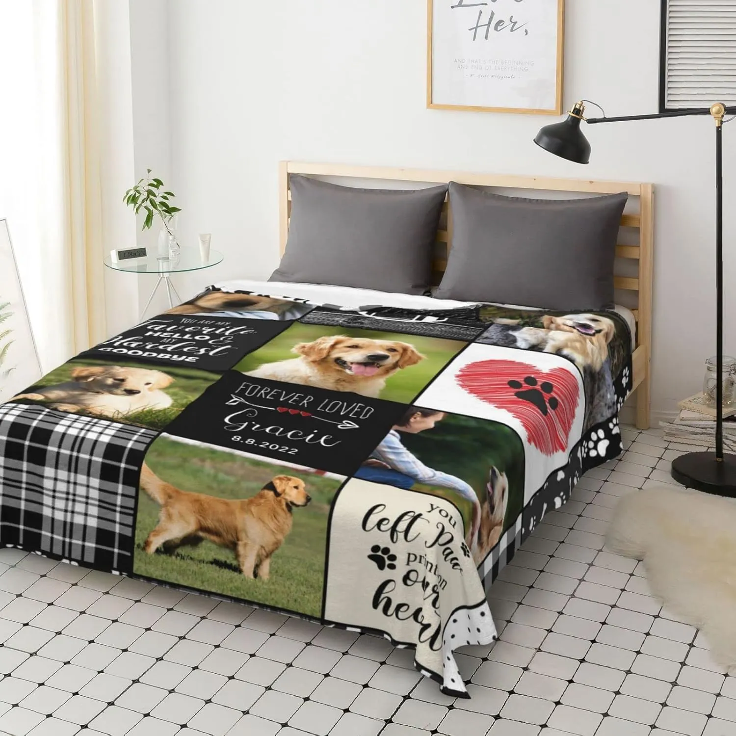 Custom Pet Memorial Blanket with Photo - Personalized Remembrance Gift for Deceased Dogs, Comforting Sympathy Blanket for Bereaved Owners, Soft Plush Tribute for Couch or Bed (Throws 50x60)