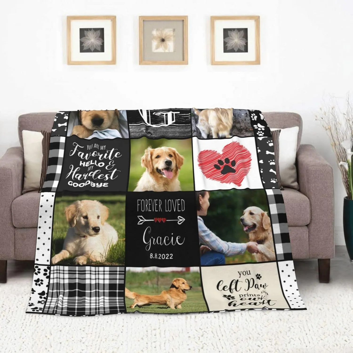 Custom Pet Memorial Blanket with Photo - Personalized Remembrance Gift for Deceased Dogs, Comforting Sympathy Blanket for Bereaved Owners, Soft Plush Tribute for Couch or Bed (Throws 50x60)