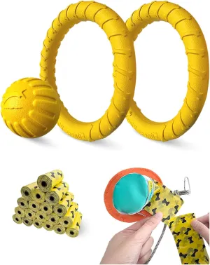 Dog Flying Disc ToySoft Indestructible Dogs Flying Disc Packfor Aggressive chewers Medium Large Dog Beach Essentials Water Pool Float Toys (Dog Bite Ring Set 1 Box)