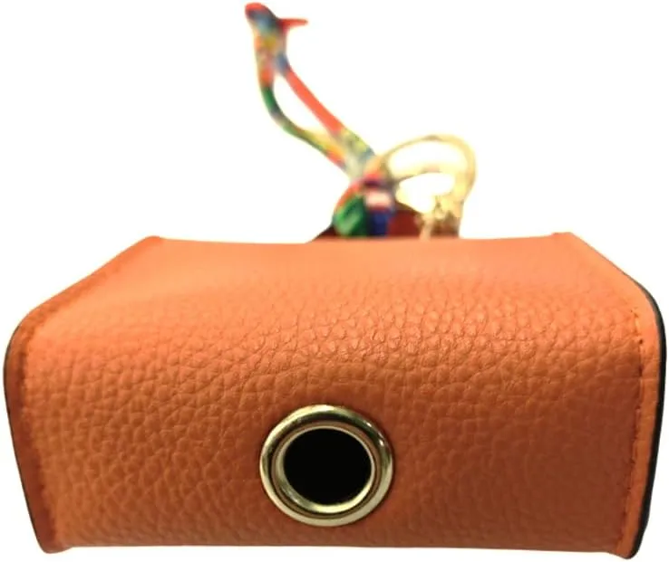 Dog Poop Bag Holder for Leash Doggie Waste Bag Dispenser Puppy Potty Carrier Small Doggy Pouch Barkin Mini keychain (Orange)