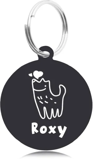 Dog Tags for Pets Puppy Personalized Hollow Tag for Dogs Cats Stainless Steel ID Tag for Puppy Cats Deep Engraved Dog Collar Tag with Any Text (Black S)