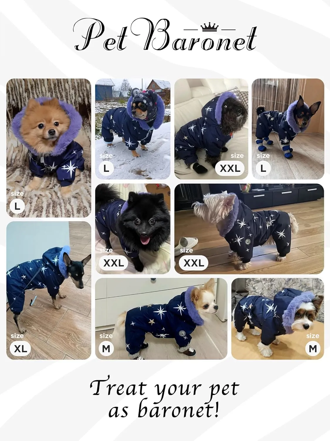 Dog Winter Jacket, Waterproof Full Body Dog Coat, Snow Jacket for Dogs, Dog Snowsuit, Winter Coat for Dogs - Perfect for Cold Weather (L:Chest 16.93'', Length: 12.6'')