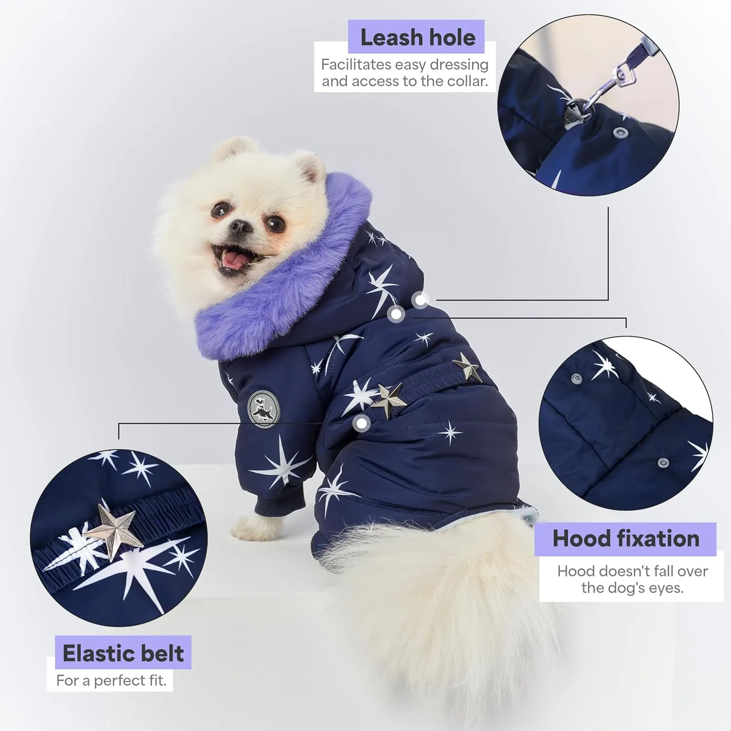 Dog Winter Jacket, Waterproof Full Body Dog Coat, Snow Jacket for Dogs, Dog Snowsuit, Winter Coat for Dogs - Perfect for Cold Weather (L:Chest 16.93'', Length: 12.6'')