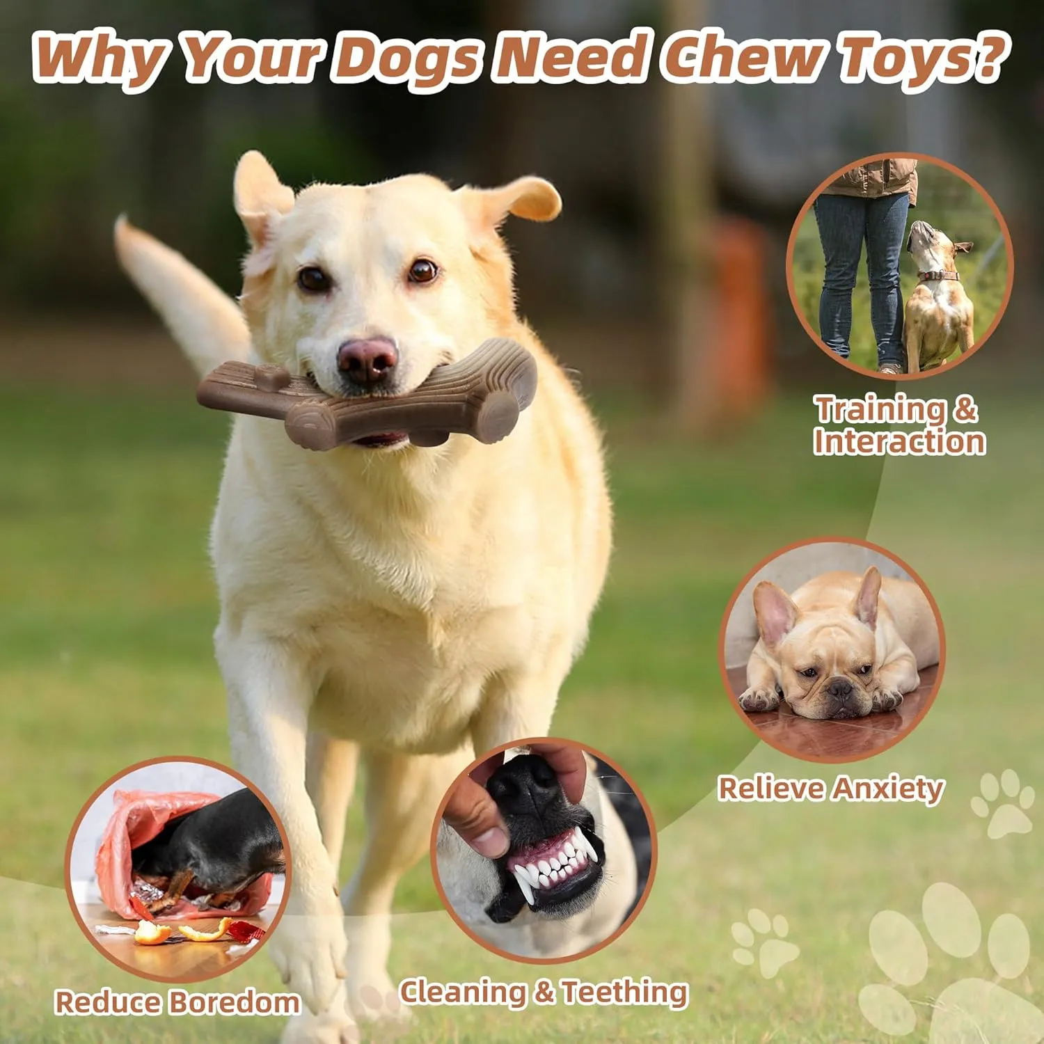 Durable Dog Chew Toys for Aggressive Chewers to Keep Them Busy, Tough Dog Bones with Real Bacon Flavor,Stick