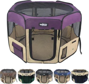 EliteField 2-Door Soft Pet Playpen (2 Year Warranty), Exercise Pen, Multiple Sizes and Colors Available for Dogs, Cats and Other Pets (30" x 30" x 20"H, Purple Beige)