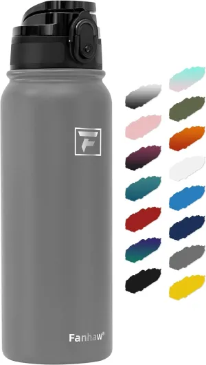 Fanhaw 20 Oz Insulated Stainless Steel Water Bottle with 1 Lid (Chug Lid) - For Kids, Women, Men | Leak & Sweat Proof with Anti-Dust Lid (Gray)