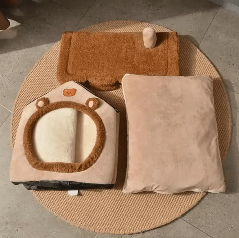 Foldable Pet House Removable Washable Cat House Puppy Cave Sofa Pet Bed House for Extra Small Dogs and Small and Medium Cats