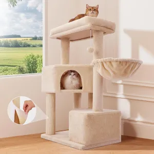 Gardner Pet 41" Tall Cat Tree for Large Cats, Heavy Duty Cat Tower with 3.2in Posts & Washable Top Perches, Space-Saving Cat Furniture with Replaceable Natural Sisal for Apartments, Easy to Assembly