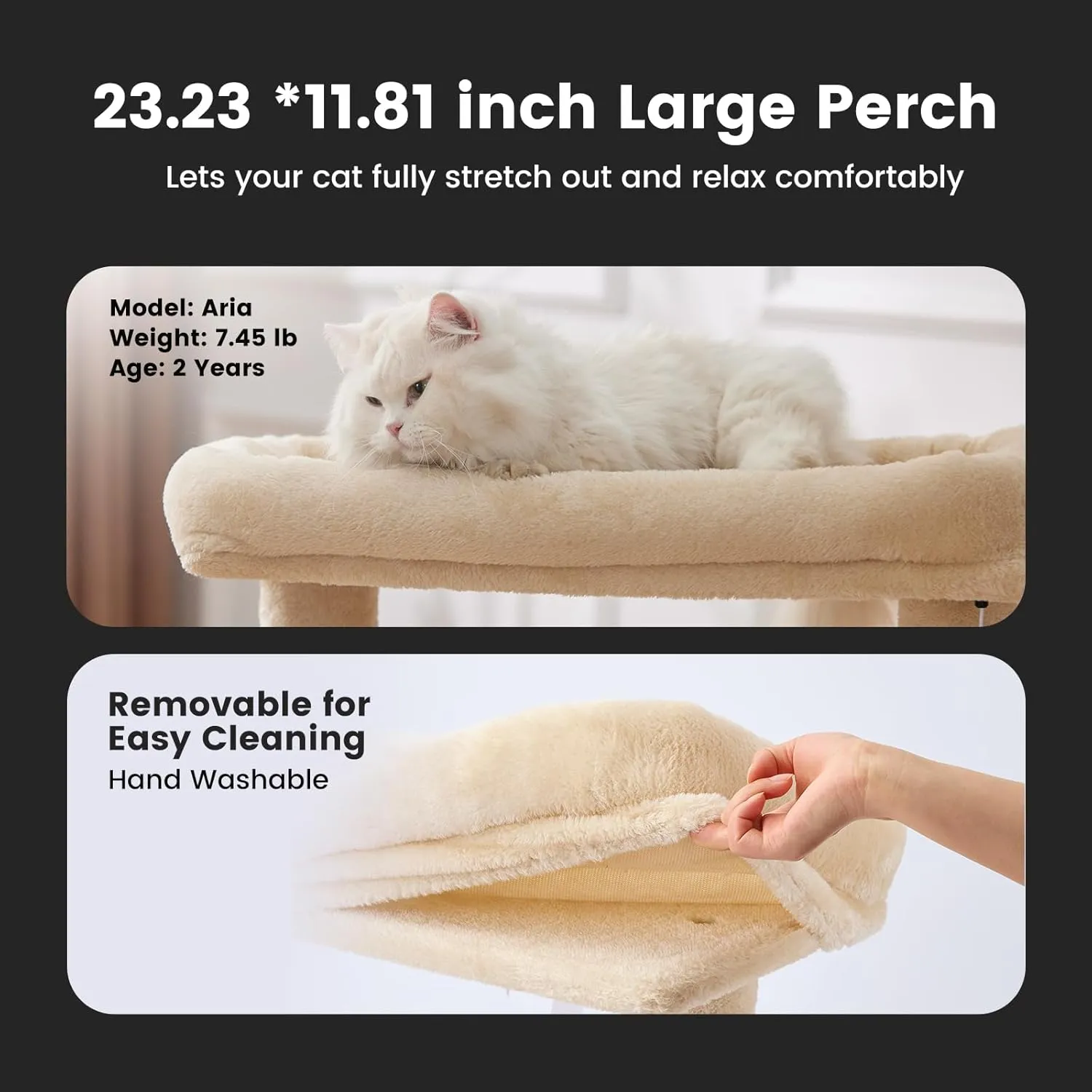 Gardner Pet 41" Tall Cat Tree for Large Cats, Heavy Duty Cat Tower with 3.2in Posts & Washable Top Perches, Space-Saving Cat Furniture with Replaceable Natural Sisal for Apartments, Easy to Assembly