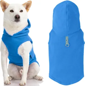 Gooby - Fleece Vest Hoodie, Small Dog Pull Over Hooded Fleece Jacket with Leash Ring, Blue, Small