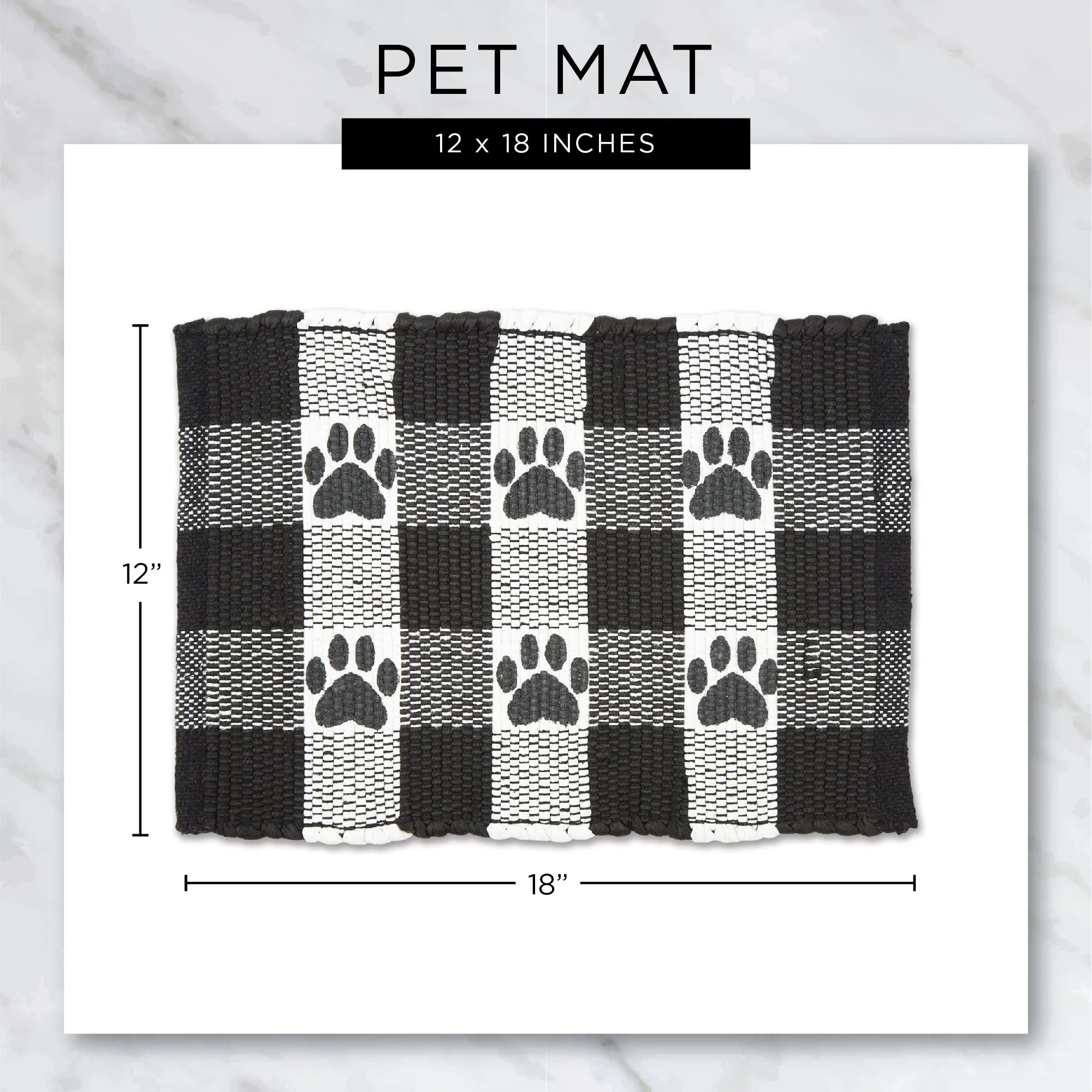Gray & White Printed Paw Pet Feeding Mat 12X18 Set of 2
