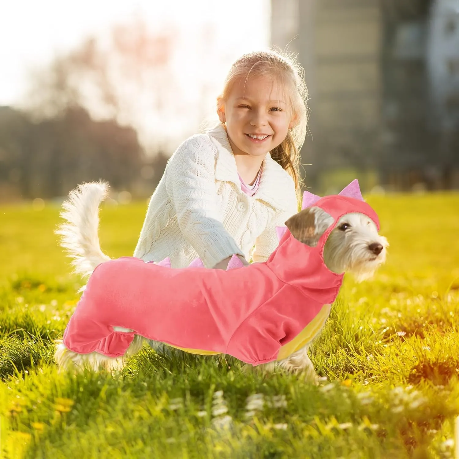 Hotumn Dinosaur Dog Halloween Costume Pet Dino Hoodie for Small Dogs (Small, Pink)