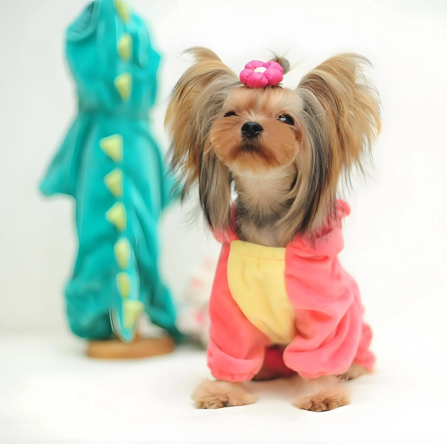 Hotumn Dinosaur Dog Halloween Costume Pet Dino Hoodie for Small Dogs (Small, Pink)