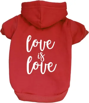 Love is Love Dog Hoodie | Fleece Lined |Leash Hole| Pride Day | LGBTQ  | Rainbow | Parade|Red, Small 305