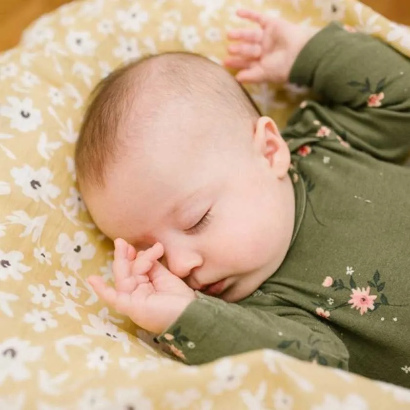 Lulujo Yellow Wildflowers & Dots Cotton Muslin Swaddles – 40×40″