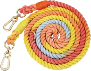 LWBMG Multifunctional Rope Dog Leash 7.5 FT with Double Swivel Hook Hands Free for Small Medium and Large Dogs Running Walking Rainbow