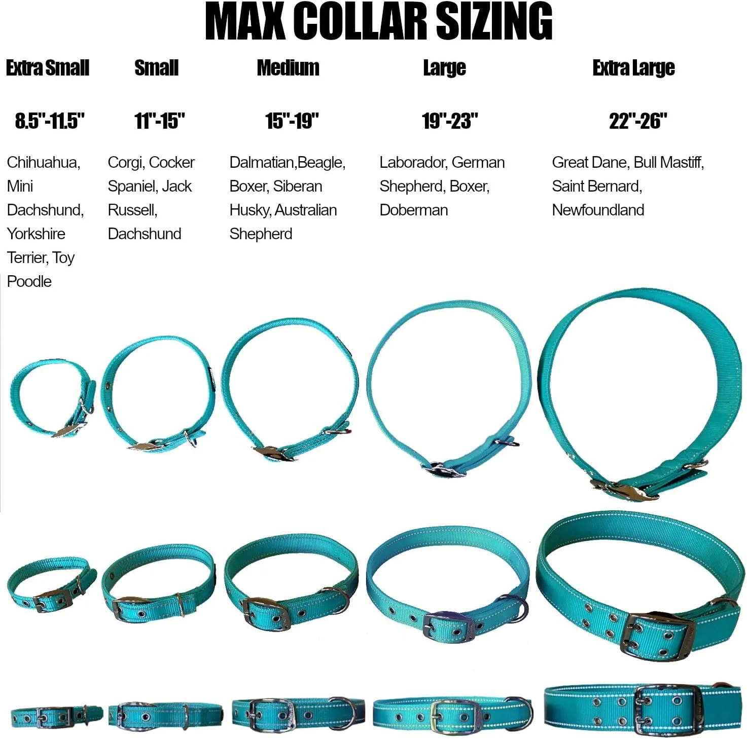 Max and Neo MAX Reflective Metal Buckle Dog Collar - We Donate a Collar to a Dog Rescue for Every Collar Sold (Small, RED)
