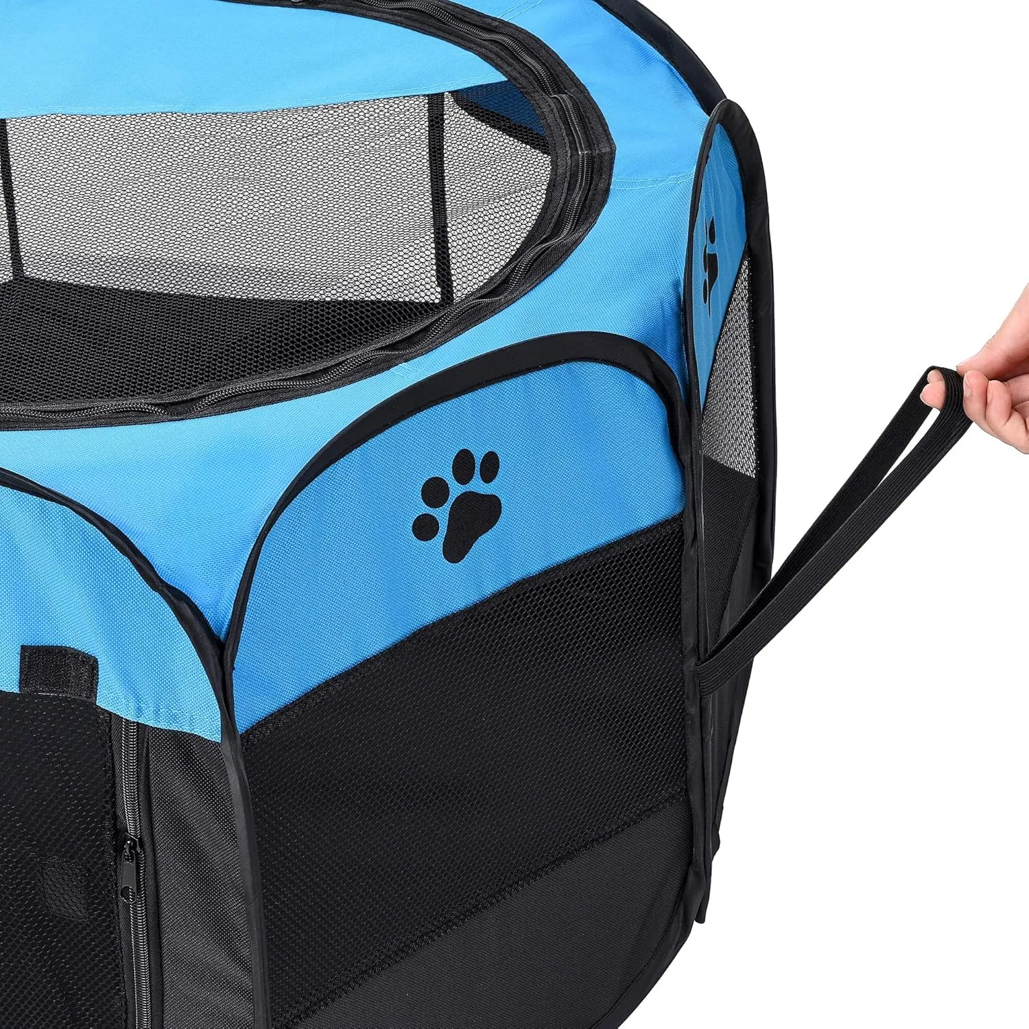 Mile High Life | Foldable Dog Playpen | Portable Dog Crate w Removable Shade Cover | Dog Kennel Indoor/Outdoor w Carry Case | Pen Tent for Dog/Cat/Rabbit(Blue Black, Small (29"x29"x17"))