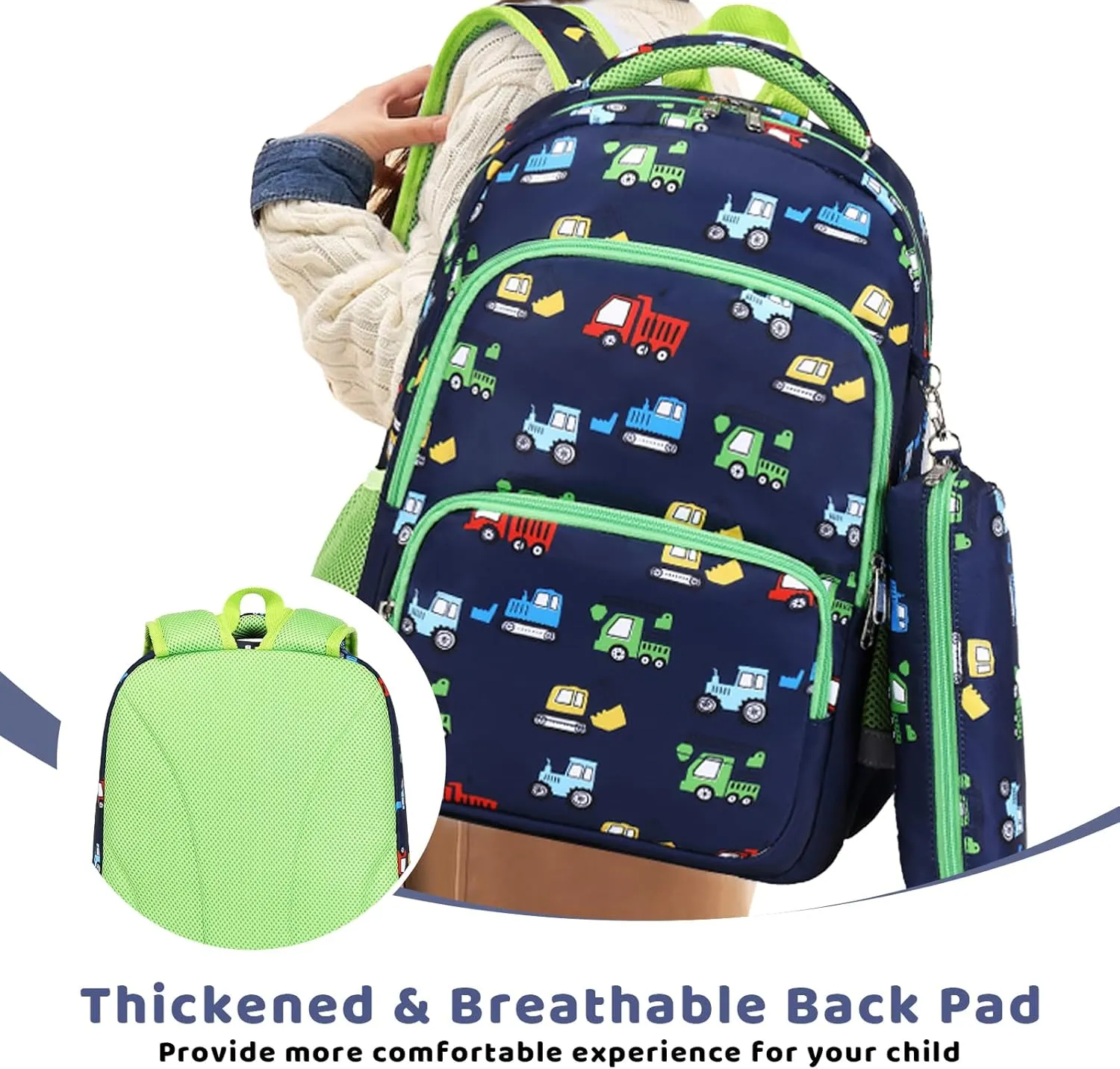 MIRLEWAIY School Backpack Kids Soccer Bookbag for Elementary Student with Insulated Lunch Bag Pencil Case, 15.7'' Football Set