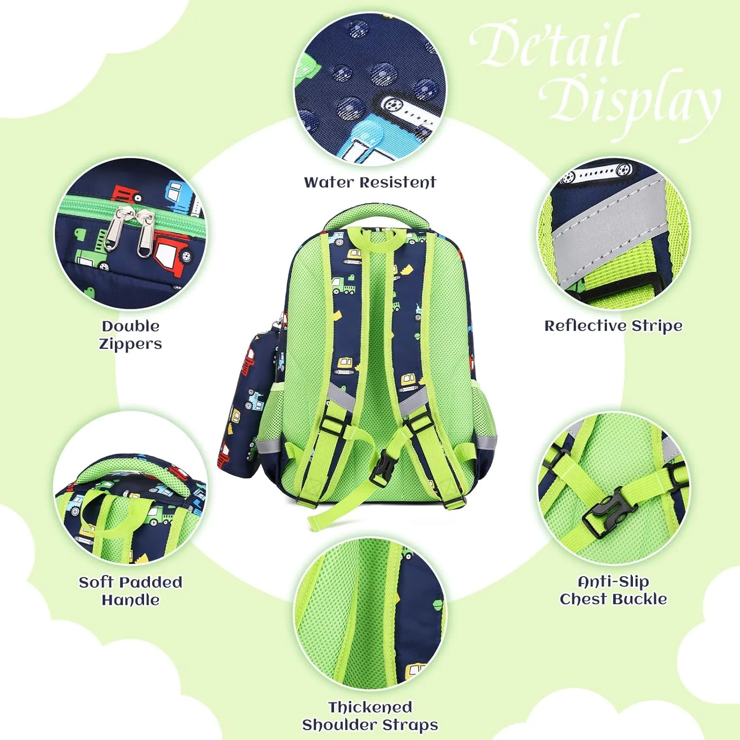 MIRLEWAIY School Backpack Kids Soccer Bookbag for Elementary Student with Insulated Lunch Bag Pencil Case, 15.7'' Football Set