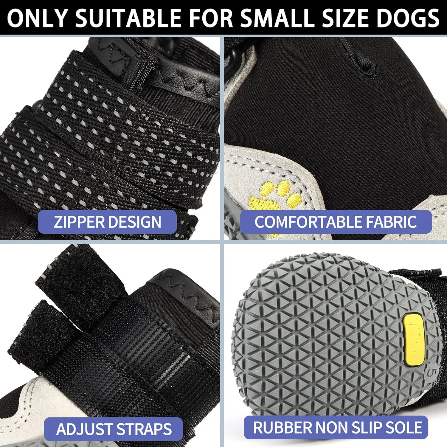 MOOB Dog Shoes for Large Dogs, Waterproof Anti-Slip Dog Boots & Paw Protectors for Summer Hot Pavement Winter Snow,Hot Pavement, Waterproof in Rainy Weather(Size 4)