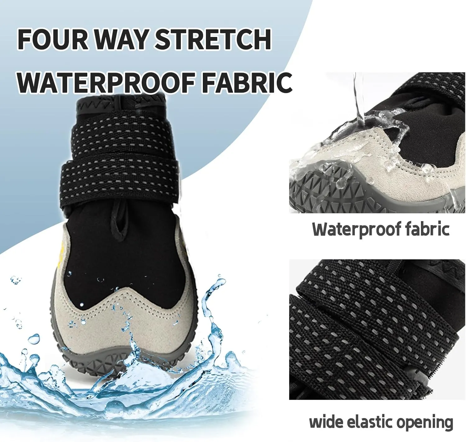 MOOB Dog Shoes for Large Dogs, Waterproof Anti-Slip Dog Boots & Paw Protectors for Summer Hot Pavement Winter Snow,Hot Pavement, Waterproof in Rainy Weather(Size 4)