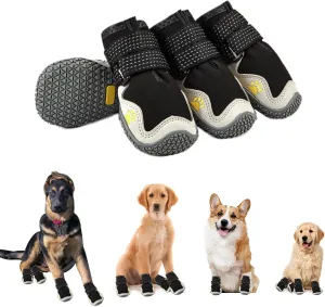 MOOB Dog Shoes for Large Dogs, Waterproof Anti-Slip Dog Boots & Paw Protectors for Summer Hot Pavement Winter Snow,Hot Pavement, Waterproof in Rainy Weather(Size 4)