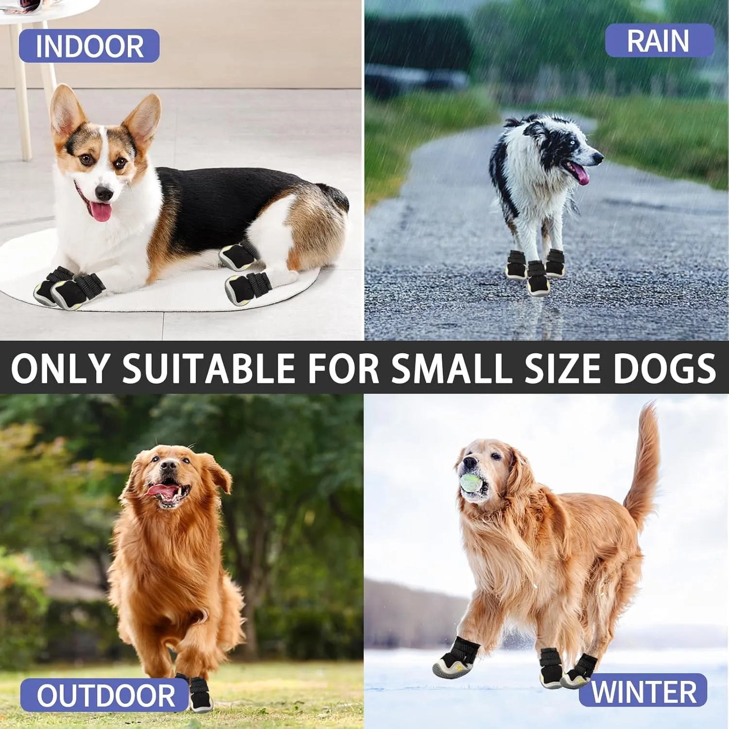 MOOB Dog Shoes for Large Dogs, Waterproof Anti-Slip Dog Boots & Paw Protectors for Summer Hot Pavement Winter Snow,Hot Pavement, Waterproof in Rainy Weather(Size 4)