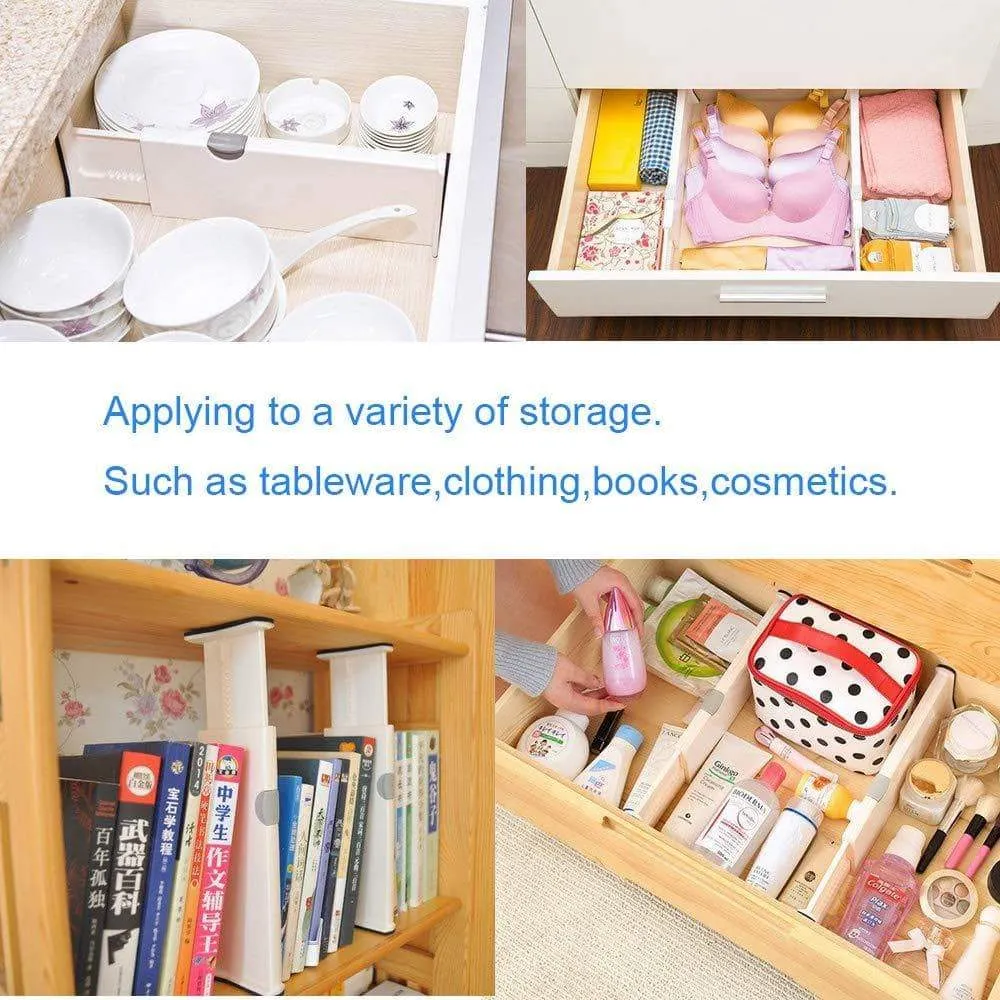 Onerbuy Pack of 2 Extendable Drawer Organizer Dividers Adjustable Closet Cabinet Separators with Anti-Scratch Foam Edges for Kitchen, Bathroom, Bedroom, Office and Dresser Desk, 4'' Tall, 11''-17'' Lo