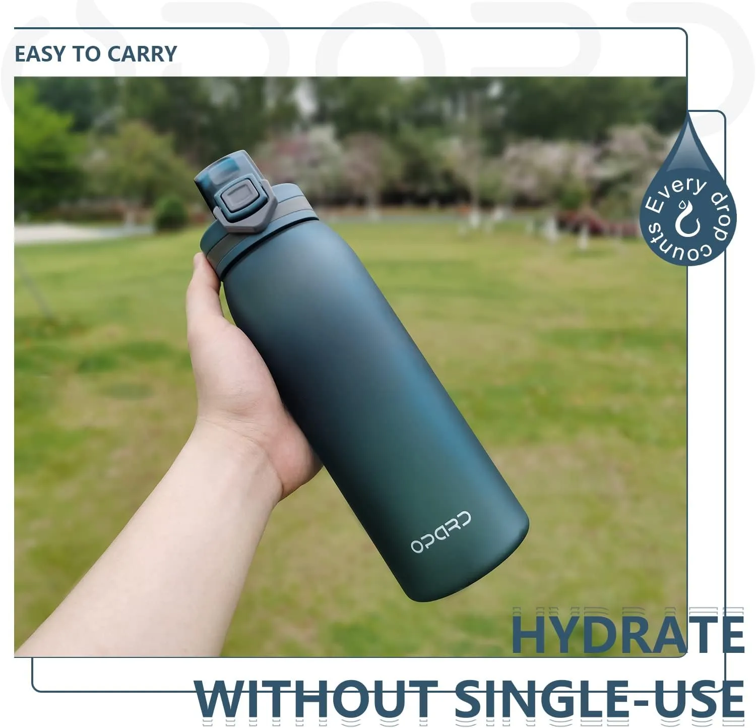 Opard 30oz/32oz Sports Water Bottle with Leak Proof Flip Top Lid BPA Free Tritan Reusable Plastic for Gym and Outdoor, Travel Water Bottle with Straw