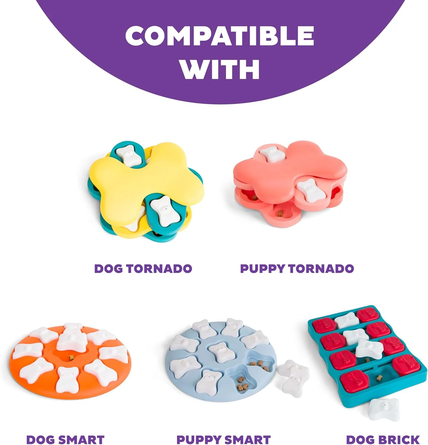 Outward Hound by Nina Ottosson Bone Replacement Parts for Interactive Dog Puzzles - DogBrick, DogTornado, DogSmart, PuppyTornado, PuppySmart, 5-Pack, White
