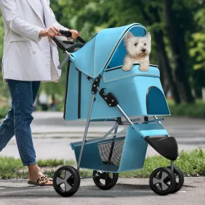 Pet Stroller for Small Dogs 10 lbs, Dog Stroller for Medium Dogs 30 lbs, Cat Strollers for 2 Cats, 3 Wheels Foldable Jogger Puppy Stroller with Storage Basket and Cup Holder, Mint