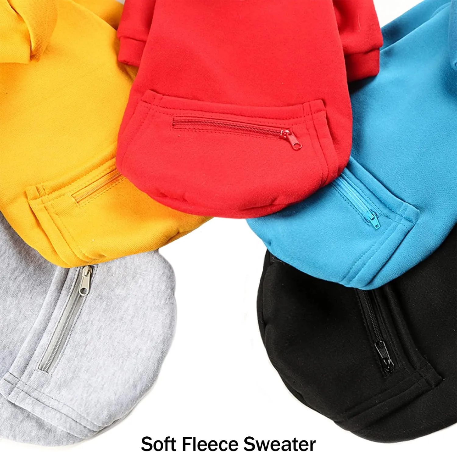 PETCARE Small Dog Sweater Hoodies Pet Grey Hooded Soft Fleece Sweatshirts with Pocket Fall Winter Puppy Cat Sweaters Warm Clothes for Small Dogs Shih Tzu Yorkies French Bulldog Outfits Costume