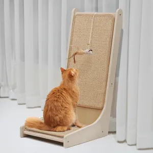 PETKARAY 105 Cat Scratcher, Sisal Kitty Scratch Pad, L Shape Scratching Board for Indoor Cats, Floor Mounted Scratcher with Mouse Toy Catnip